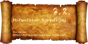 Hofmeister Koppány névjegykártya